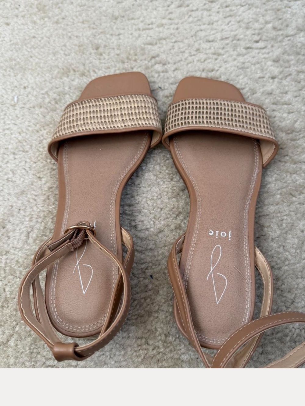 joie 6.5 Tan Rattan Block Heel Sandals